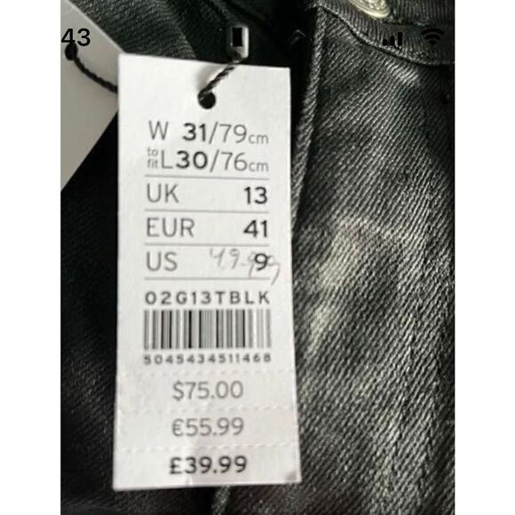 Topshop High Waisted Straight Leg Coated Jeans Black Size 9 NWT - Picture 6 of 6